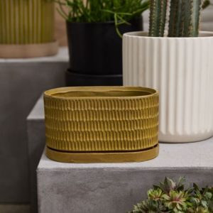 Zelle Planter With Saucer - Brown - 9"