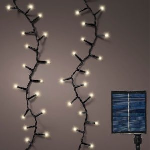 750 LED Solar Compact String Lights – Warm White/Black