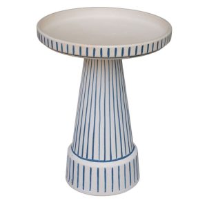 Gabbi Fluted Birdbath - Natural/Blue - Pedestal Only