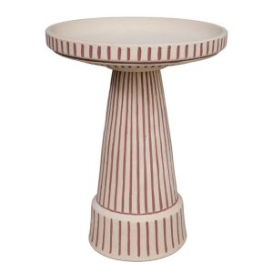 Gabbi Fluted Birdbath - Natural/Red - Pedestal Only