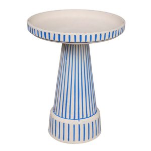 Gabbi Fluted Birdbath – Natural/Sky Blue – Pedestal Only