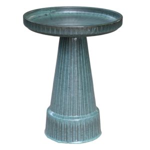 Gabbi Fluted Birdbath - Mint Green - Pedestal Only