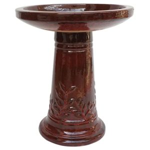 Leaf Birdbath – Small – Tropical Red