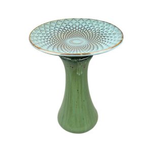 Fibonacci Birdbath – Aqua Green – 21″