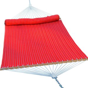 Quilted Hammock with Matching Pillow – Red/Blue Stripe – 13ft