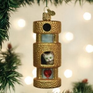 Cat Tower Glass Ornament
