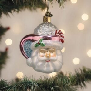 Papa Noel Mug Glass Ornament