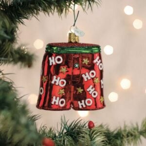 Holiday Boxer Shorts Glass Ornament