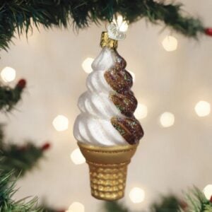 Chocolate Swirl Soft Serve Glass Ornament