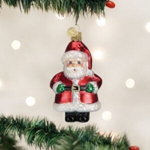 Short Stuff Santa Glass Ornament