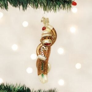 Sock Monkey Glass Ornament