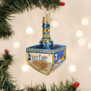 Hanukkah Dreidel Glass Ornament