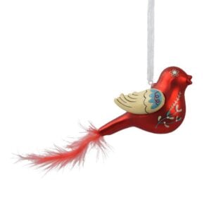 Glass Red Bird Ornament - 4.53"