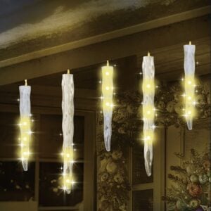 216 LED Icicle Lights - Warm White/White