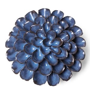 Pompon Dahlia Ceramic Flower - Chive - Blue Noir - 4.5" x 1.5"
