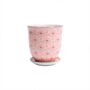 Liberte Pot With Saucer - Chive - Red Flowers - 3.25"