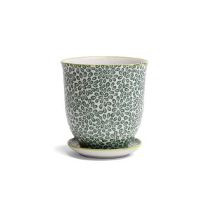 Liberte Pot With Saucer - Chive - Green Leaves - 3.25"