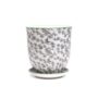 Liberte Pot With Saucer - Chive - Blue Flower - 3.25"