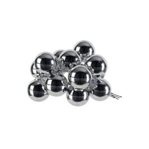 12 Glass Bauble Bunch - Silver - 1"