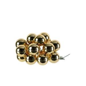 12 Glass Bauble Bunch - Light Gold - 1"