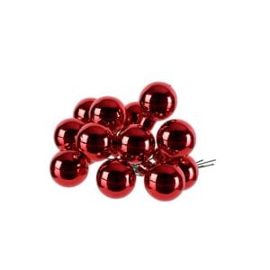 12 Glass Bauble Bunch - Christmas Red - 1"