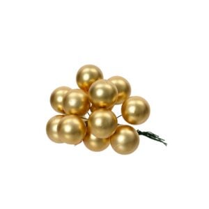 12 Glass Bauble Bunch - Matte Light Gold - 1"