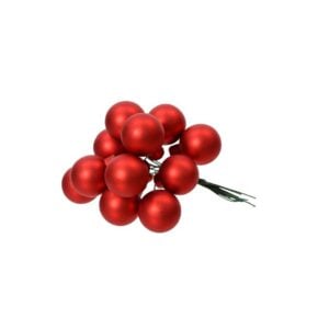 12 Glass Bauble Bunch - Matte Christmas Red - 1"