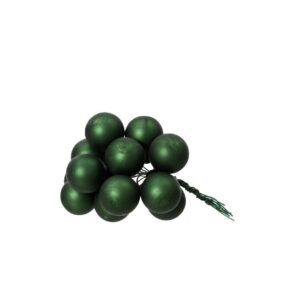 12 Glass Bauble Bunch - Matte Pine Green - 1"