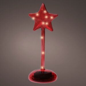 MicroLED Glass Star Stand - Warm White - Red - 9.5"