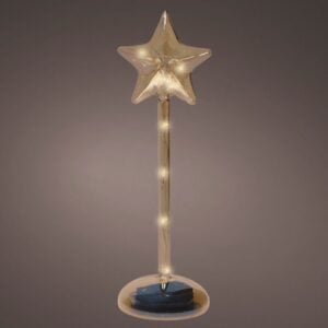 MicroLED Glass Star Stand - Warm White - Amber - 11.4"