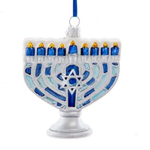 Noble Gems™ Menorah Glass Ornament - Kurt Adler - 3.25"