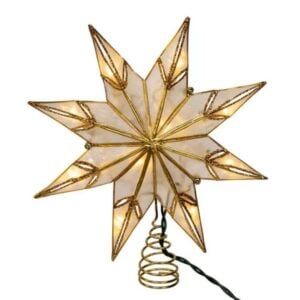 LED Glitter Capiz Star Tree Topper - Kurt Adler - Gold - 14"