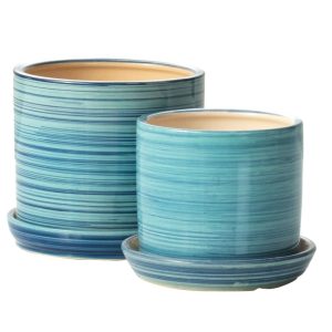 Anchor Petits Pot with Attached Saucer – Blue – 6.75″