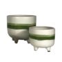 Penelata Footed Planter – White/Green – 7.25″