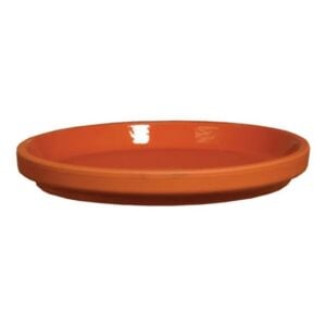 German Inner Glazed Saucer – Border Concepts – Terra Cotta – 6.25″