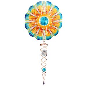Mini Wind Spinner – Spinfinity – Crystal Aqua Sun – 14″