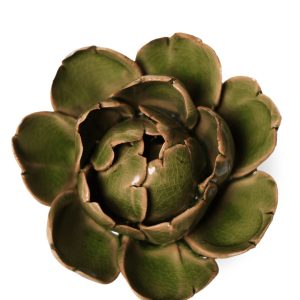 Peony Ceramic Flower – Chive – Green – 3″ x 1.5″