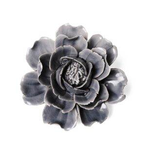 Rose Ceramic Flower – Chive – Grey – 3.75″ x 1.75″