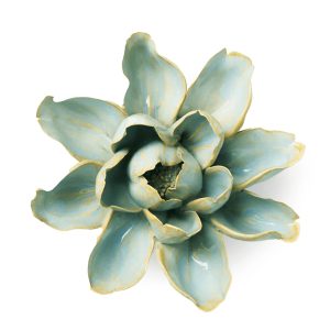 Water Lily Ceramic Flower – Chive – Robins Egg Blue – 5.75″ x 2.75″