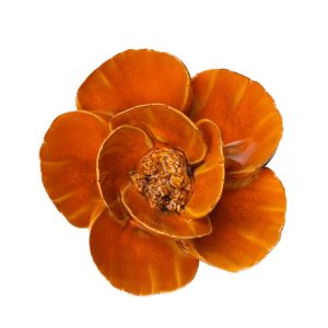 Poppy Ceramic Flower - Chive - Burnt Orange - 4.13" x 1.97"