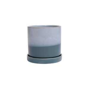 Minute Pot With Saucer – Chive – Blue Aqua – 5″