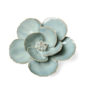 Poppy Ceramic Flower – Chive – Milk Teal – 4.1″ x 2″