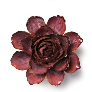 Camellia Ceramic Flower- Chive – Dewberry Red – 5.75″ x 2.75″