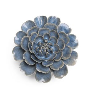 Fiesta Marigold Ceramic Flower – Chive – Fancy Blue – 4.3″ x 1.8″