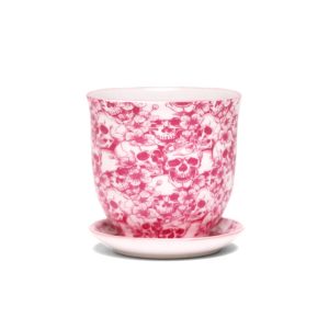 Liberte Pot With Saucer - Chive - Skull - 3.25"