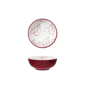 Cherry Stoneware Bowl – Red/White – 4.4″ x 1.3″
