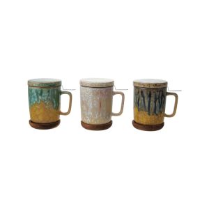 Mug, Strainer and Saucer Set – Assorted