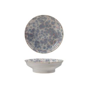 Stoneware Footed Bowl – Blue/White – 5.8″ x 3″