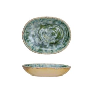 Embossed Stoneware Dish – Teal – 4″ x 3.3″