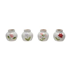 Handed Painted Vase – Assorted Flowers – 2.5″ x 2.3″